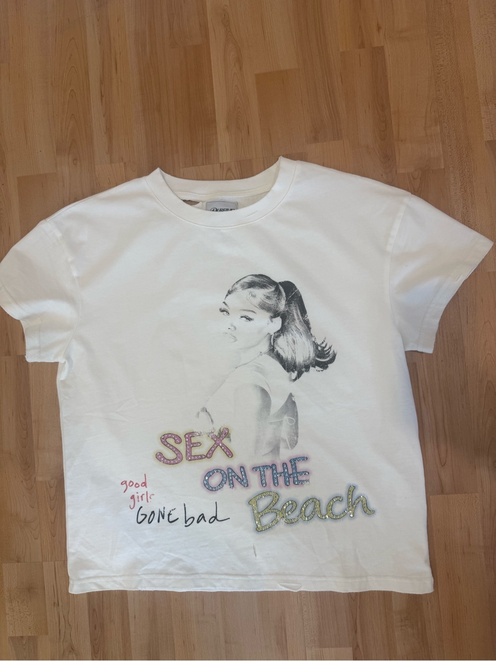 White Graphic Kids Short Sleeve Tee with 'Sex on the Beach' Design